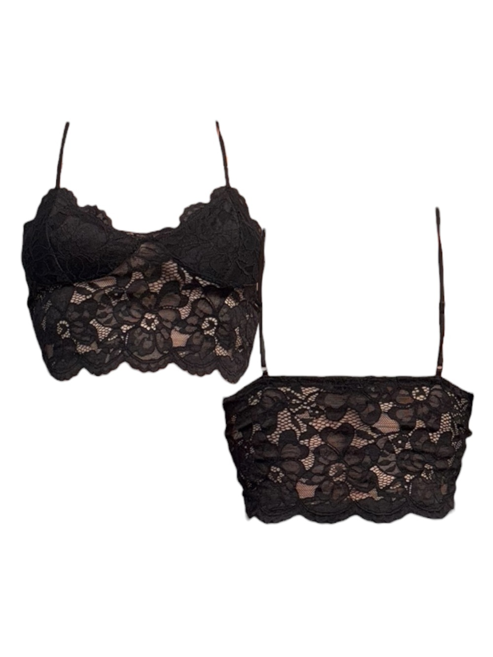 Zara Black Floral Lace Cropped Camisole